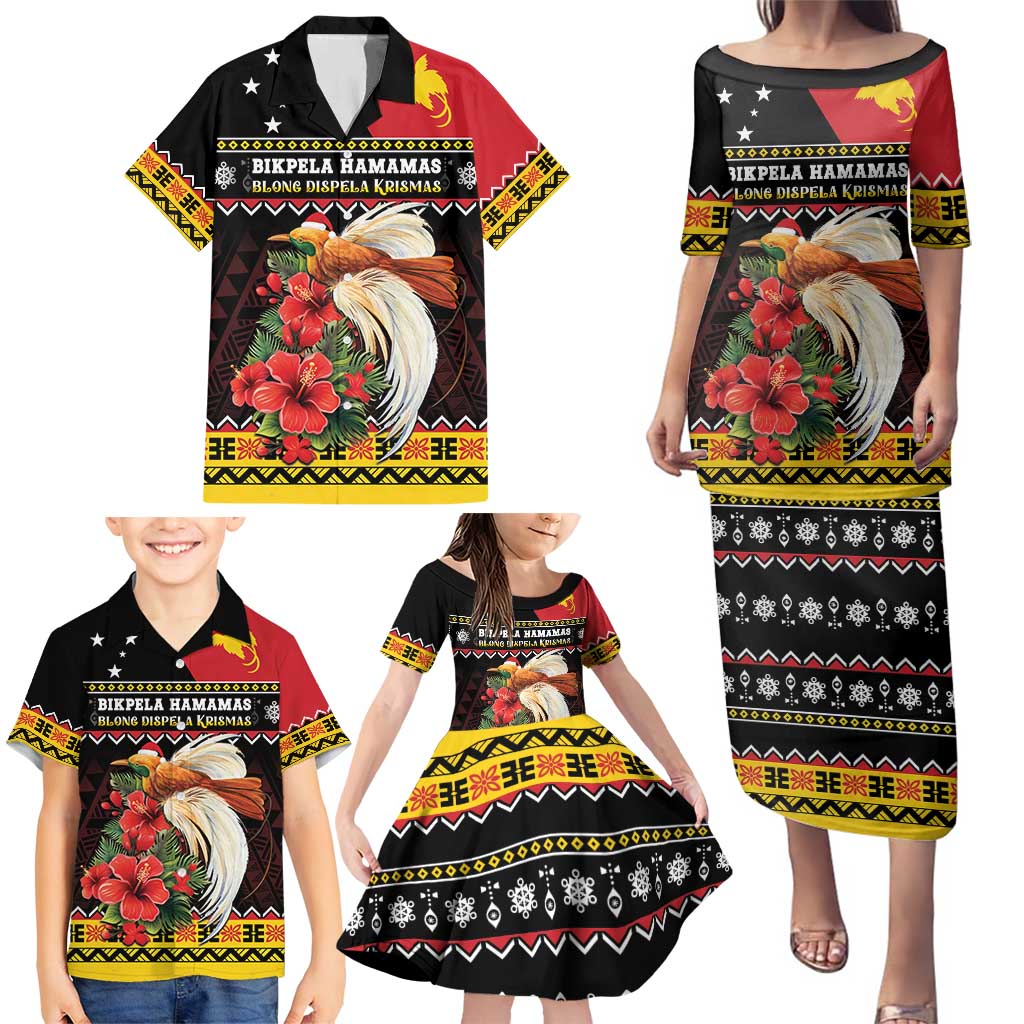 Papua New Guinea Christmas Family Matching Puletasi and Hawaiian Shirt Bird Of Paradise Hamamas Krismas LT05 - Polynesian Pride