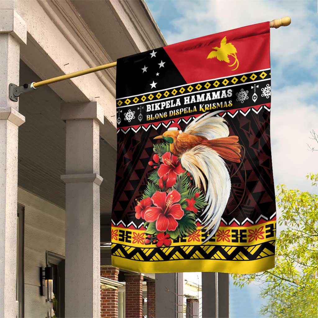Papua New Guinea Christmas Garden Flag Bird Of Paradise Hamamas Krismas LT05 House Flag Black - Polynesian Pride