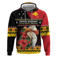 Papua New Guinea Christmas Hoodie Bird Of Paradise Hamamas Krismas LT05 Pullover Hoodie Black - Polynesian Pride