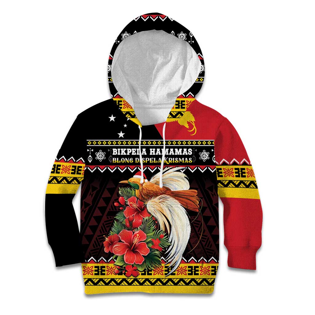Papua New Guinea Christmas Kid Hoodie Bird Of Paradise Hamamas Krismas LT05 Hoodie Black - Polynesian Pride