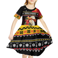 Papua New Guinea Christmas Kid Short Sleeve Dress Bird Of Paradise Hamamas Krismas LT05 - Polynesian Pride