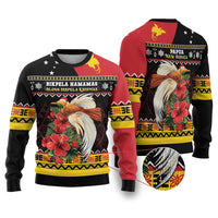 Papua New Guinea Christmas Ugly Christmas Sweater Bird Of Paradise Hamamas Krismas LT05 Black - Polynesian Pride