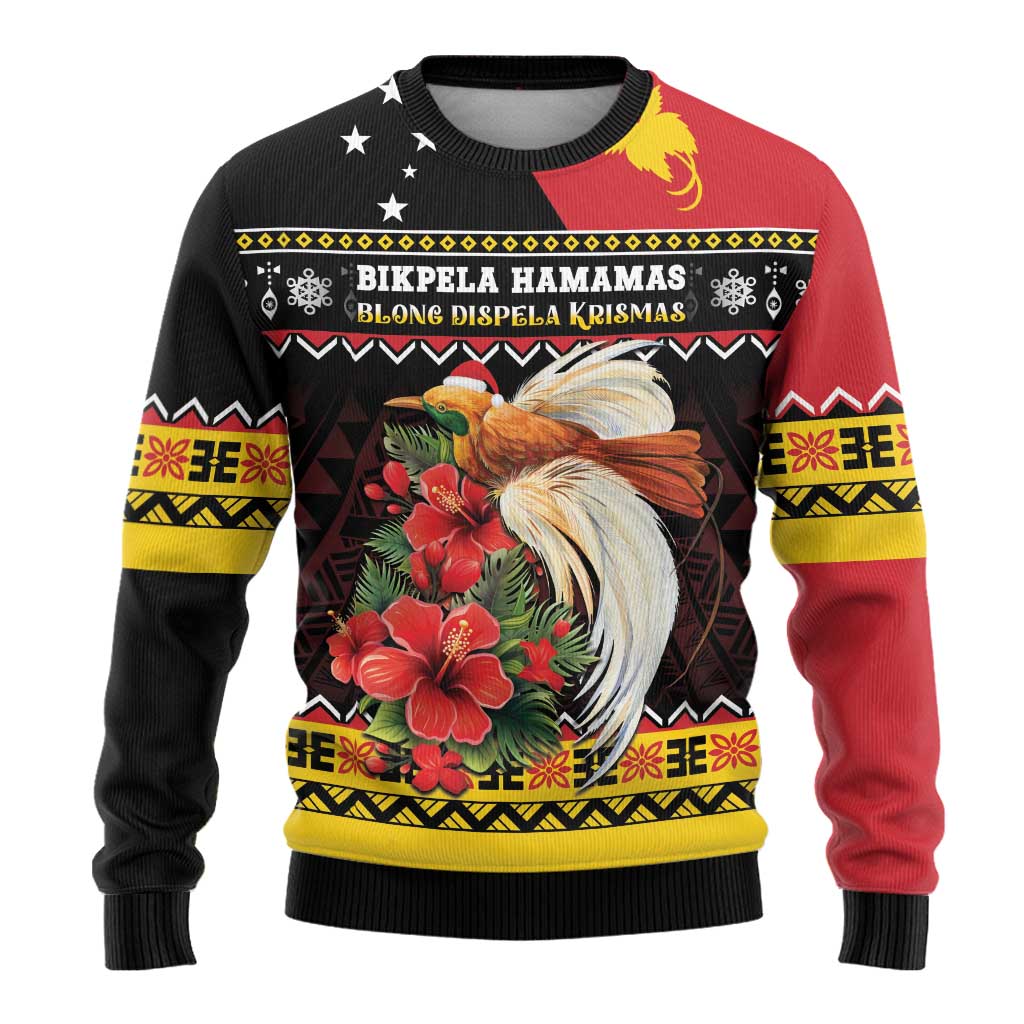 Papua New Guinea Christmas Ugly Christmas Sweater Bird Of Paradise Hamamas Krismas LT05 - Polynesian Pride
