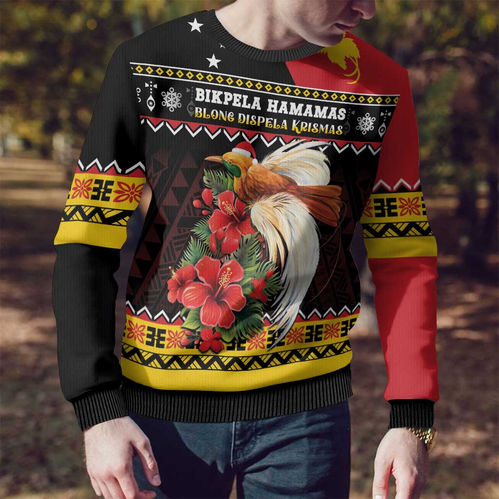 Papua New Guinea Christmas Ugly Christmas Sweater Bird Of Paradise Hamamas Krismas LT05 - Polynesian Pride