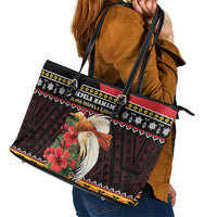 Papua New Guinea Christmas Leather Tote Bag Bird Of Paradise Hamamas Krismas LT05 - Polynesian Pride