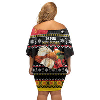 Papua New Guinea Christmas Off Shoulder Short Dress Bird Of Paradise Hamamas Krismas LT05 - Polynesian Pride