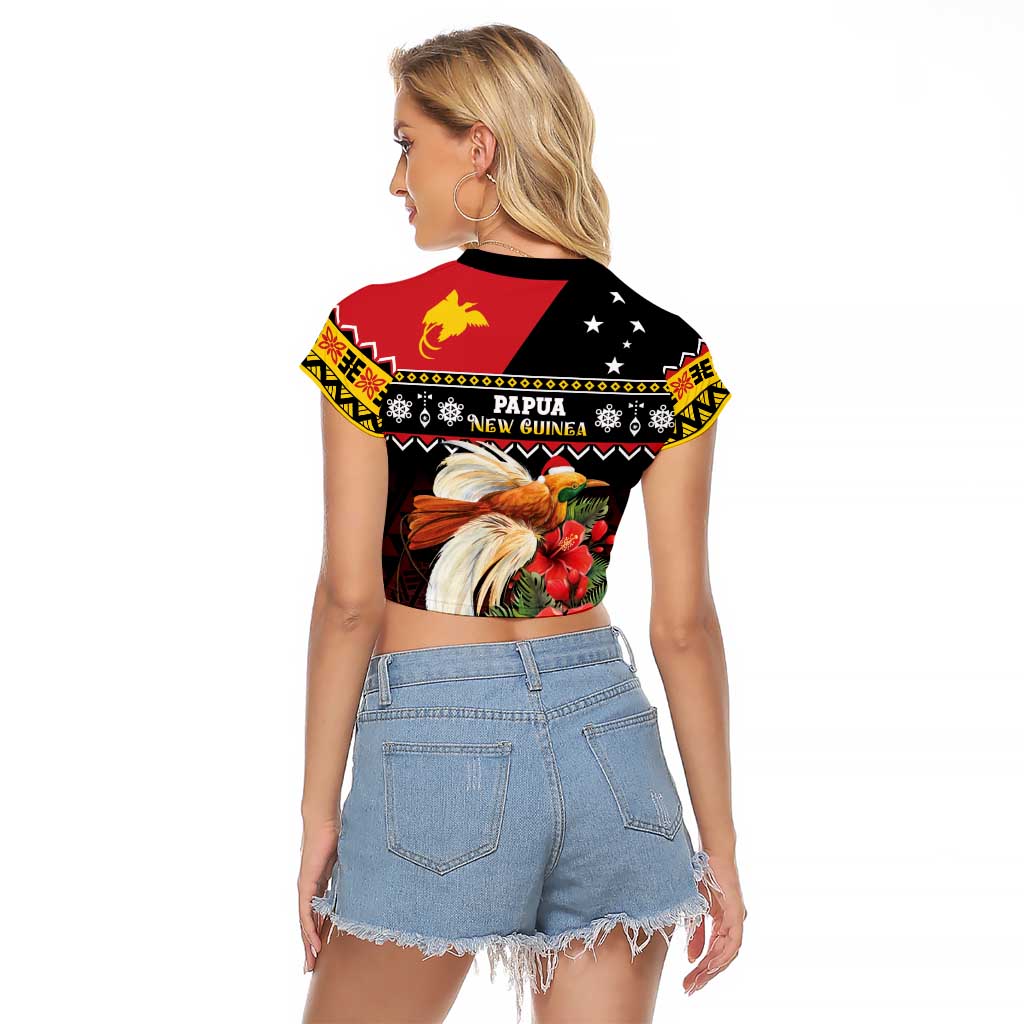 Papua New Guinea Christmas Raglan Cropped T Shirt Bird Of Paradise Hamamas Krismas LT05 - Polynesian Pride