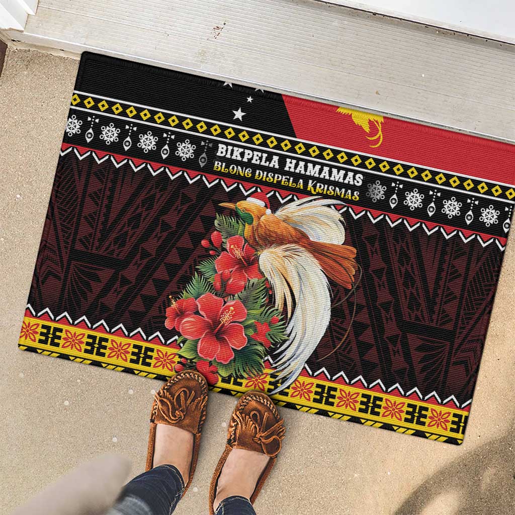 Papua New Guinea Christmas Rubber Doormat Bird Of Paradise Hamamas Krismas LT05 - Polynesian Pride