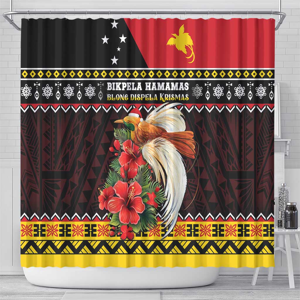 Papua New Guinea Christmas Shower Curtain Bird Of Paradise Hamamas Krismas LT05 - Polynesian Pride