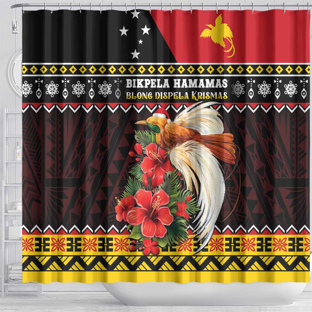 Papua New Guinea Christmas Shower Curtain Bird Of Paradise Hamamas Krismas LT05 - Polynesian Pride