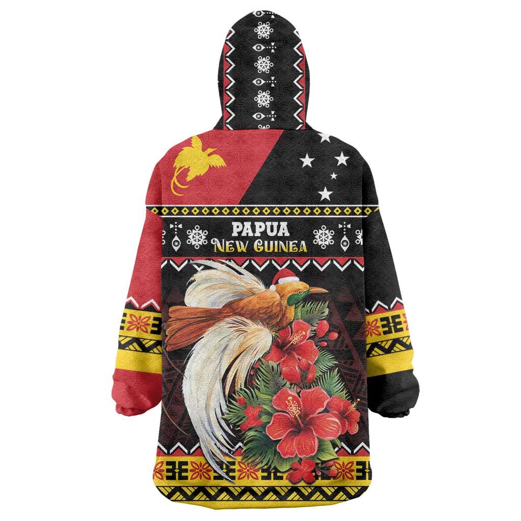 Papua New Guinea Christmas Wearable Blanket Hoodie Bird Of Paradise Hamamas Krismas LT05 - Polynesian Pride
