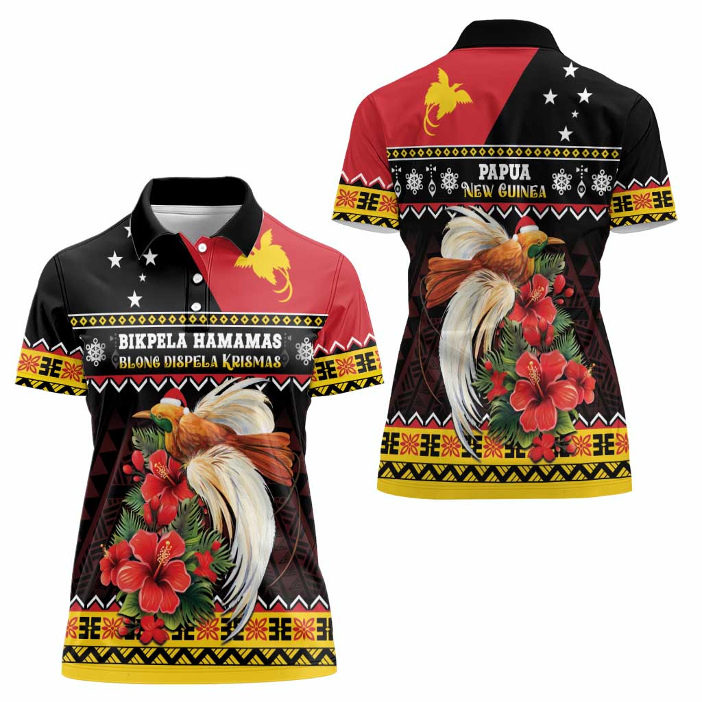 Papua New Guinea Christmas Women Polo Shirt Bird Of Paradise Hamamas Krismas