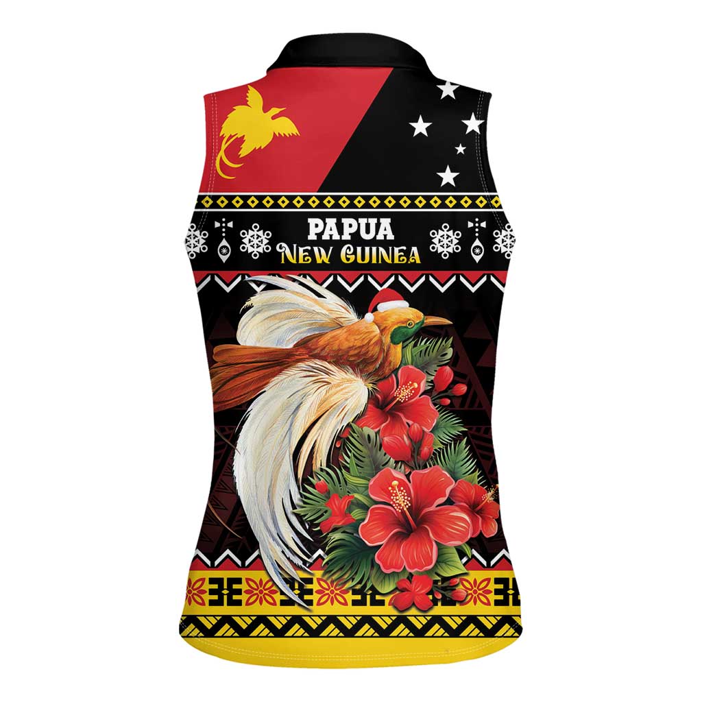 Papua New Guinea Christmas Women Sleeveless Polo Shirt Bird Of Paradise Hamamas Krismas LT05 - Polynesian Pride