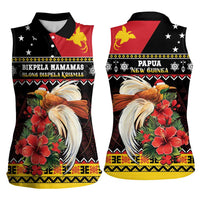 Papua New Guinea Christmas Women Sleeveless Polo Shirt Bird Of Paradise Hamamas Krismas LT05 - Polynesian Pride