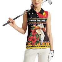 Papua New Guinea Christmas Women Sleeveless Polo Shirt Bird Of Paradise Hamamas Krismas LT05 - Polynesian Pride