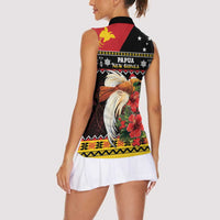 Papua New Guinea Christmas Women Sleeveless Polo Shirt Bird Of Paradise Hamamas Krismas LT05 - Polynesian Pride