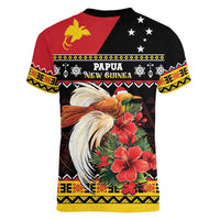 Papua New Guinea Christmas Women V-Neck T-Shirt Bird Of Paradise Hamamas Krismas LT05 - Polynesian Pride