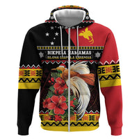 Papua New Guinea Christmas Zip Hoodie Bird Of Paradise Hamamas Krismas LT05 Zip Hoodie Black - Polynesian Pride