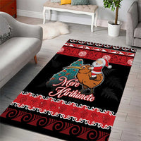 New Zealand Christmas Area Rug Funny Santa Riding Kiwi Meri Kirihimete LT05 - Polynesian Pride