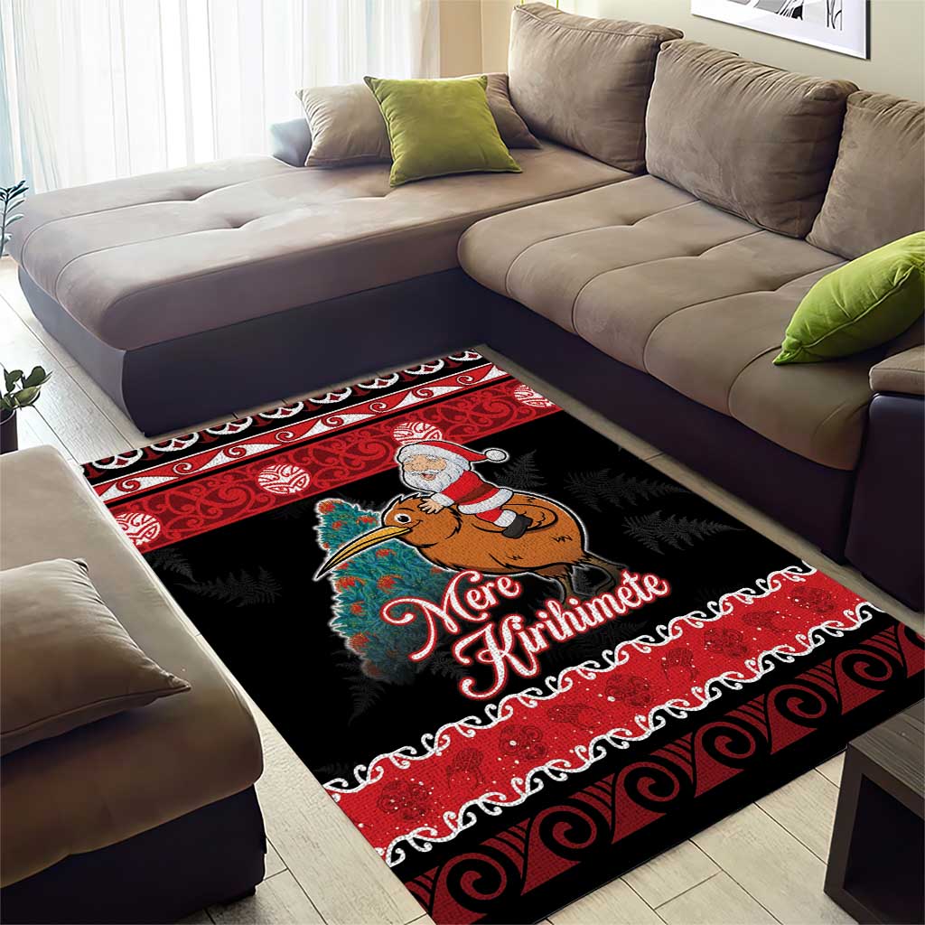 New Zealand Christmas Area Rug Funny Santa Riding Kiwi Meri Kirihimete LT05 - Polynesian Pride