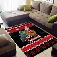 New Zealand Christmas Area Rug Funny Santa Riding Kiwi Meri Kirihimete LT05 - Polynesian Pride