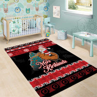 New Zealand Christmas Area Rug Funny Santa Riding Kiwi Meri Kirihimete LT05 - Polynesian Pride