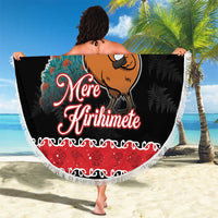 New Zealand Christmas Beach Blanket Funny Santa Riding Kiwi Meri Kirihimete LT05 - Polynesian Pride