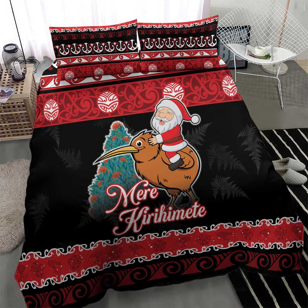 New Zealand Christmas Bedding Set Funny Santa Riding Kiwi Meri Kirihimete LT05 - Polynesian Pride