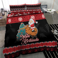 New Zealand Christmas Bedding Set Funny Santa Riding Kiwi Meri Kirihimete LT05 - Polynesian Pride