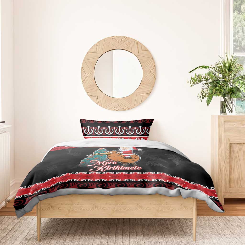 New Zealand Christmas Bedding Set Funny Santa Riding Kiwi Meri Kirihimete LT05 - Polynesian Pride
