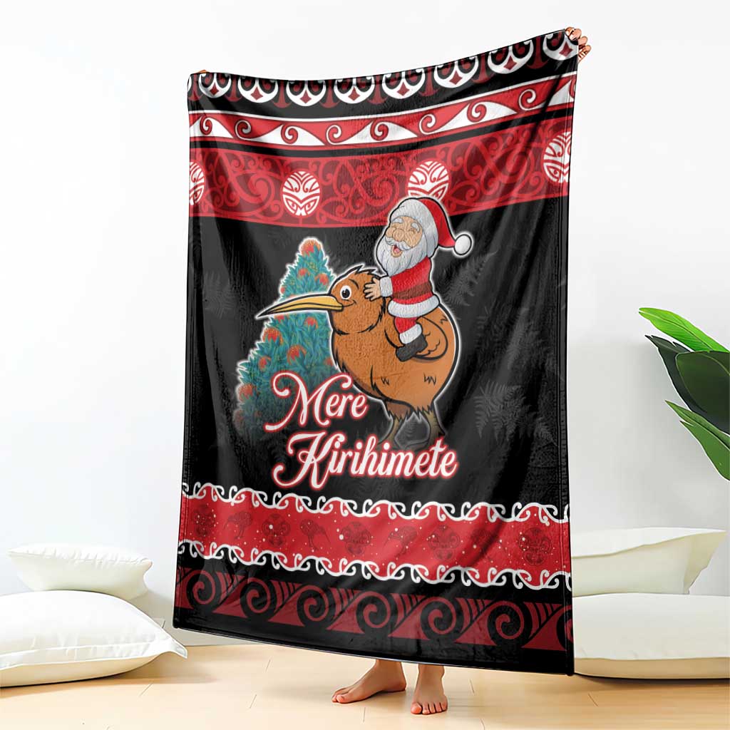 New Zealand Christmas Blanket Funny Santa Riding Kiwi Meri Kirihimete LT05 - Polynesian Pride