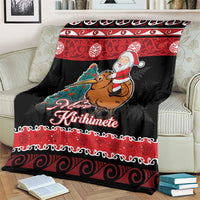 New Zealand Christmas Blanket Funny Santa Riding Kiwi Meri Kirihimete LT05 - Polynesian Pride