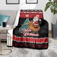 New Zealand Christmas Blanket Funny Santa Riding Kiwi Meri Kirihimete LT05 - Polynesian Pride