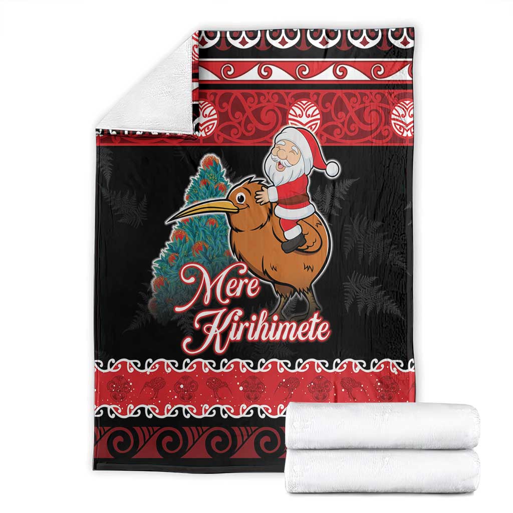 New Zealand Christmas Blanket Funny Santa Riding Kiwi Meri Kirihimete LT05 - Polynesian Pride