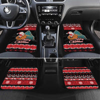 New Zealand Christmas Car Mats Funny Santa Riding Kiwi Meri Kirihimete LT05 Set 4pcs Black - Polynesian Pride