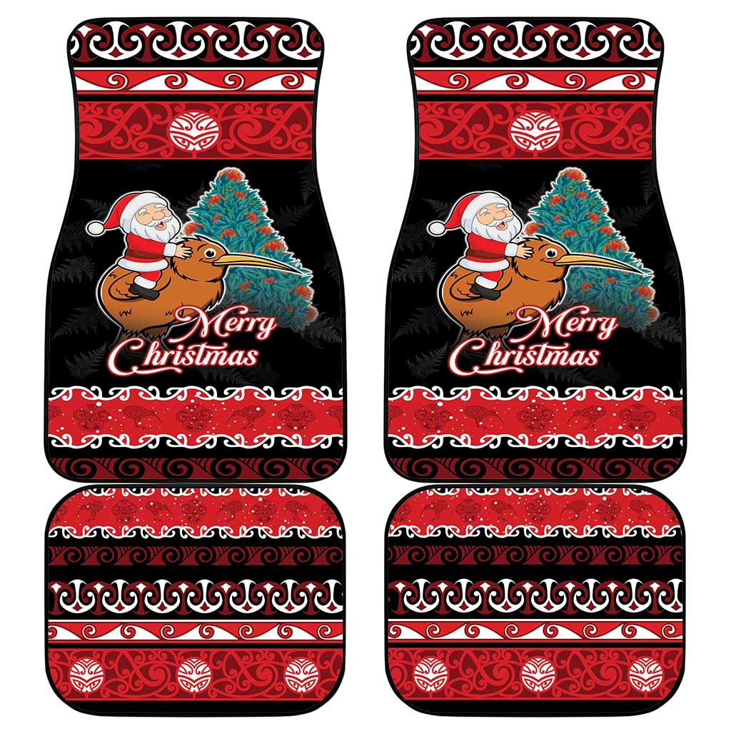 New Zealand Christmas Car Mats Funny Santa Riding Kiwi Meri Kirihimete LT05 - Polynesian Pride