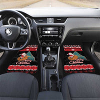 New Zealand Christmas Car Mats Funny Santa Riding Kiwi Meri Kirihimete LT05 Set 2pcs - Front Black - Polynesian Pride