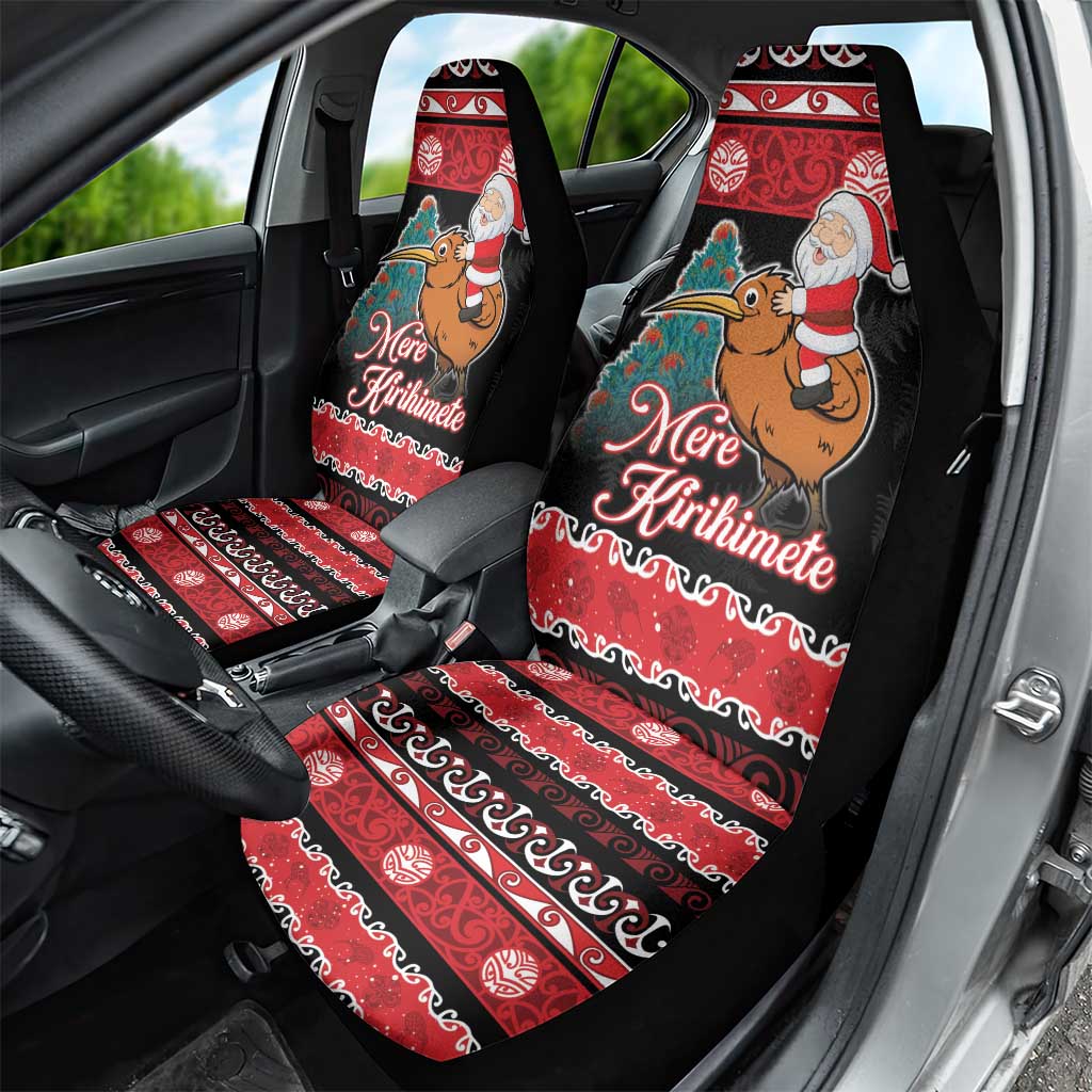 New Zealand Christmas Car Seat Cover Funny Santa Riding Kiwi Meri Kirihimete LT05 - Polynesian Pride