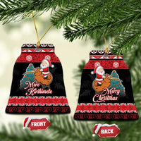 New Zealand Christmas Ceramic Ornament Funny Santa Riding Kiwi Meri Kirihimete LT05 Bell Flake Black - Polynesian Pride