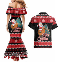 New Zealand Christmas Couples Matching Mermaid Dress and Hawaiian Shirt Funny Santa Riding Kiwi Meri Kirihimete LT05 - Polynesian Pride