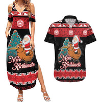 New Zealand Christmas Couples Matching Summer Maxi Dress and Hawaiian Shirt Funny Santa Riding Kiwi Meri Kirihimete LT05 Black - Polynesian Pride