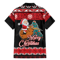 New Zealand Christmas Family Matching Mermaid Dress and Hawaiian Shirt Funny Santa Riding Kiwi Meri Kirihimete LT05 - Polynesian Pride