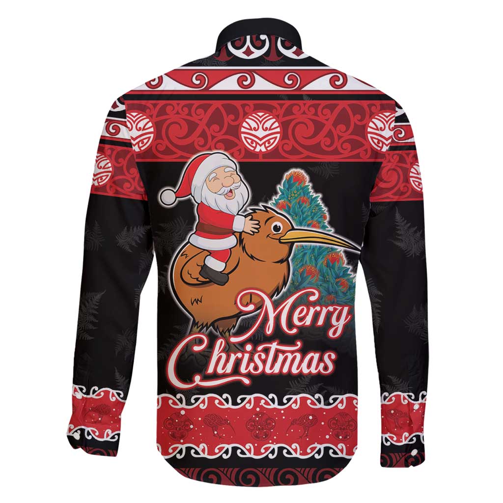 New Zealand Christmas Family Matching Off Shoulder Maxi Dress and Hawaiian Shirt Funny Santa Riding Kiwi Meri Kirihimete LT05 - Polynesian Pride