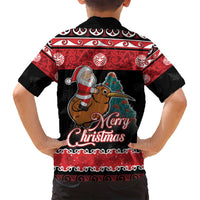 New Zealand Christmas Family Matching Puletasi and Hawaiian Shirt Funny Santa Riding Kiwi Meri Kirihimete LT05 - Polynesian Pride