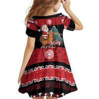 New Zealand Christmas Family Matching Summer Maxi Dress and Hawaiian Shirt Funny Santa Riding Kiwi Meri Kirihimete LT05 - Polynesian Pride