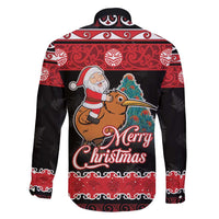 New Zealand Christmas Family Matching Summer Maxi Dress and Hawaiian Shirt Funny Santa Riding Kiwi Meri Kirihimete LT05 - Polynesian Pride
