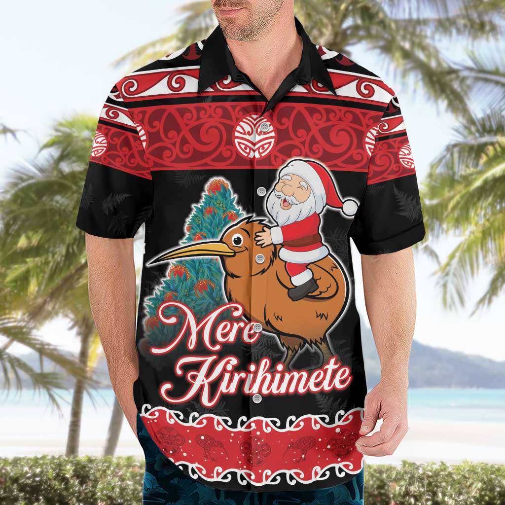 New Zealand Christmas Hawaiian Shirt Funny Santa Riding Kiwi Meri Kirihimete LT05 - Polynesian Pride
