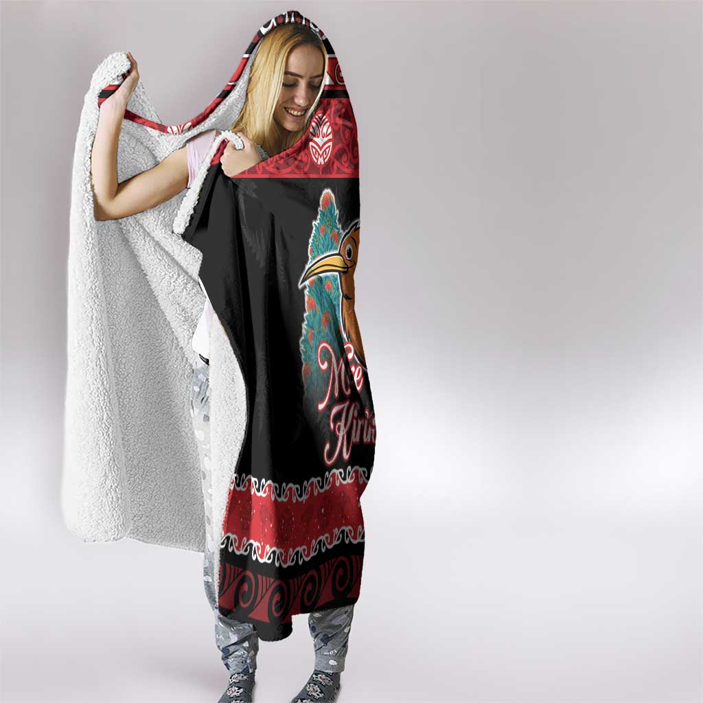 New Zealand Christmas Hooded Blanket Funny Santa Riding Kiwi Meri Kirihimete LT05 - Polynesian Pride