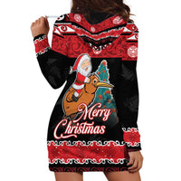 New Zealand Christmas Hoodie Dress Funny Santa Riding Kiwi Meri Kirihimete LT05 - Polynesian Pride