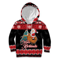 New Zealand Christmas Kid Hoodie Funny Santa Riding Kiwi Meri Kirihimete LT05 Hoodie Black - Polynesian Pride